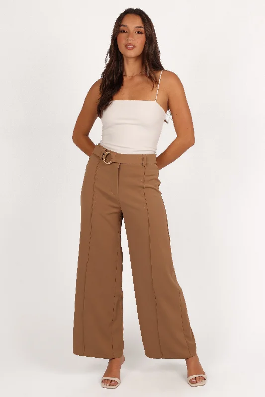 Pants With Cartoon Characters-Elaine Belted Pant - Mocha