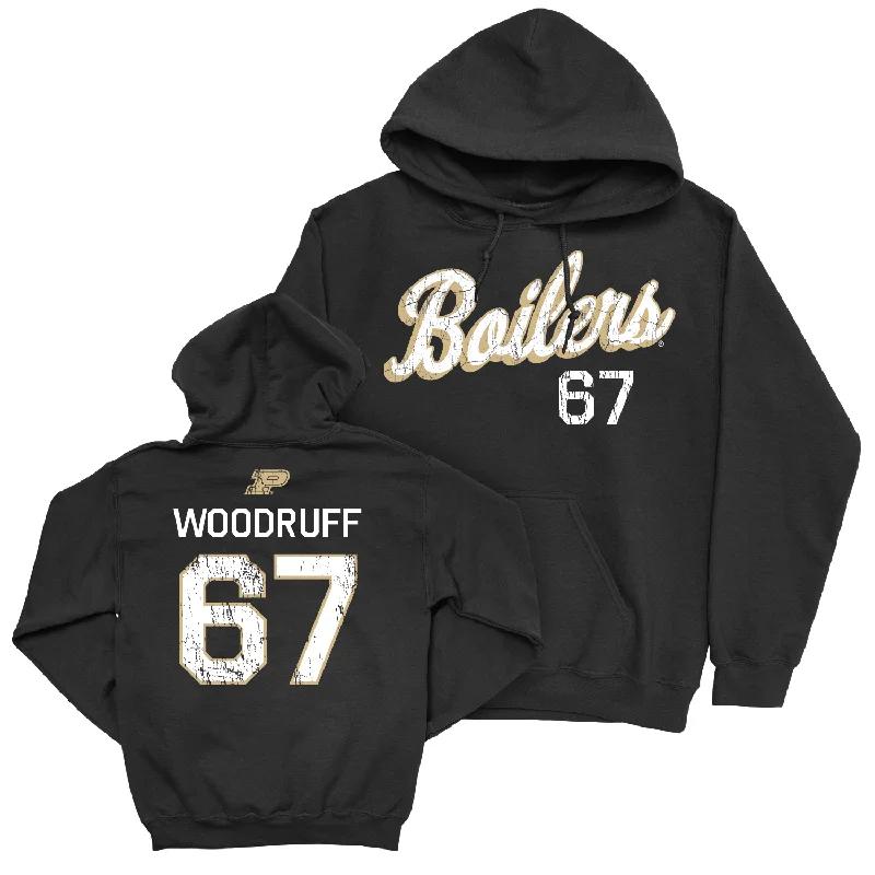 Hoodie For Fishermen-Football Black Script Hoodie - Drew Woodruff | #67