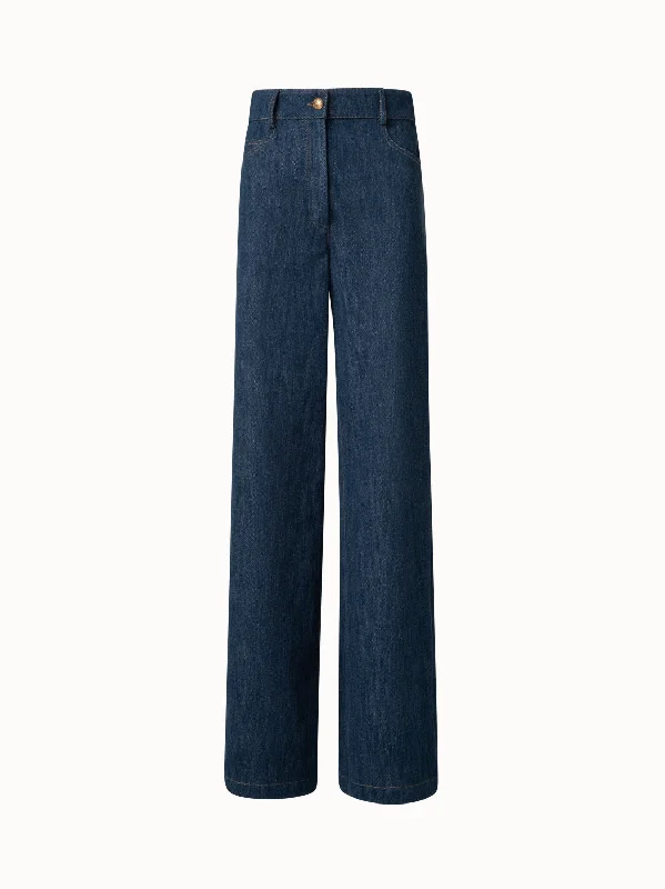 Pants For Snowboarding-Wide Leg Pants in Winter Denim