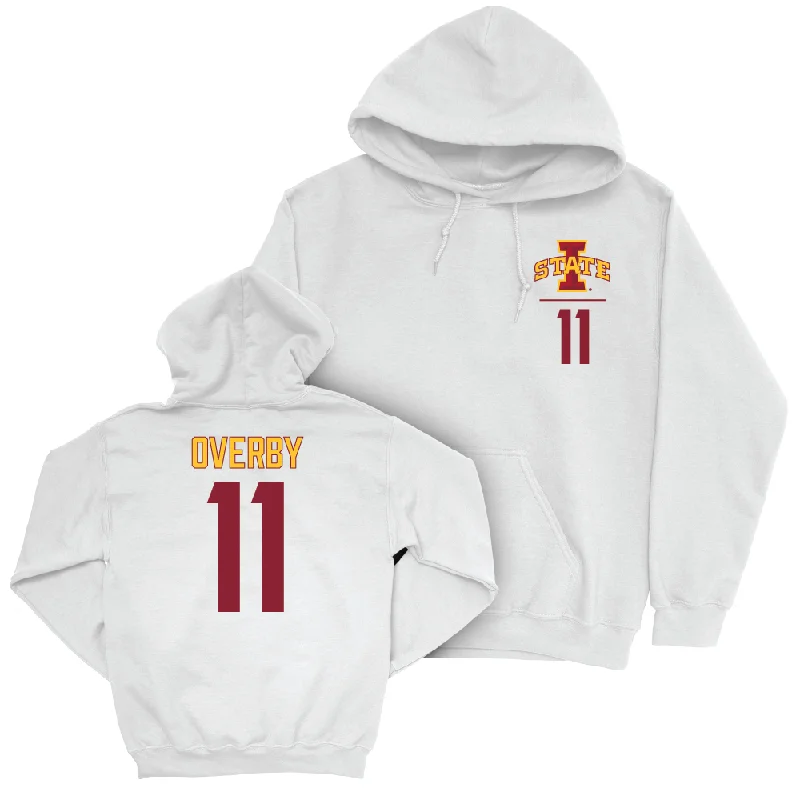 Hoodie With Stretch Fabric-Iowa State Football White Logo Hoodie  - Dominic Overby