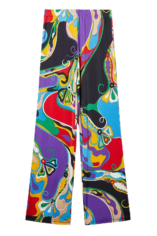 Pants For College Students-Orchidee Print Trousers