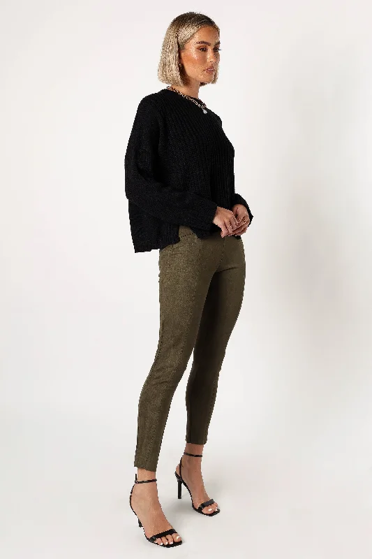 Pants For Camping-Morgan Suede Look Legging - Olive