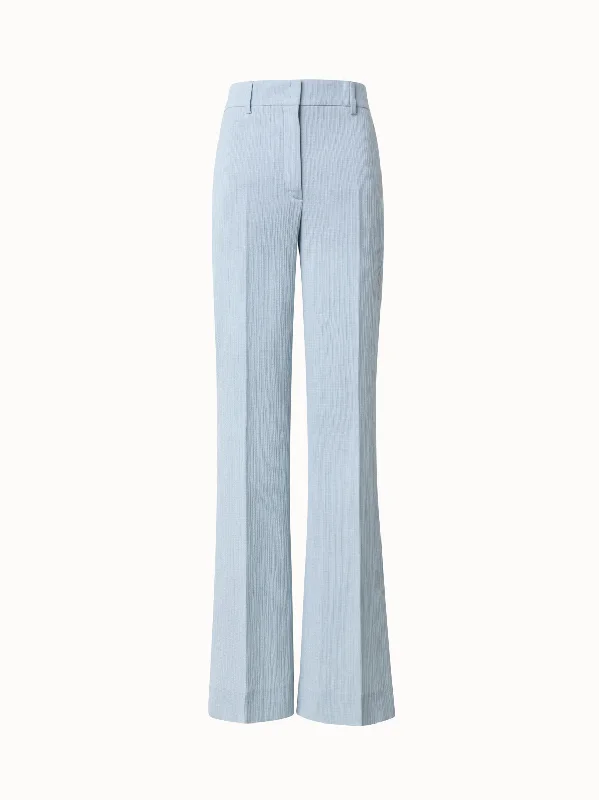 Pants For Winter-Structured Cotton Silk Double-Face Wide Leg Pants