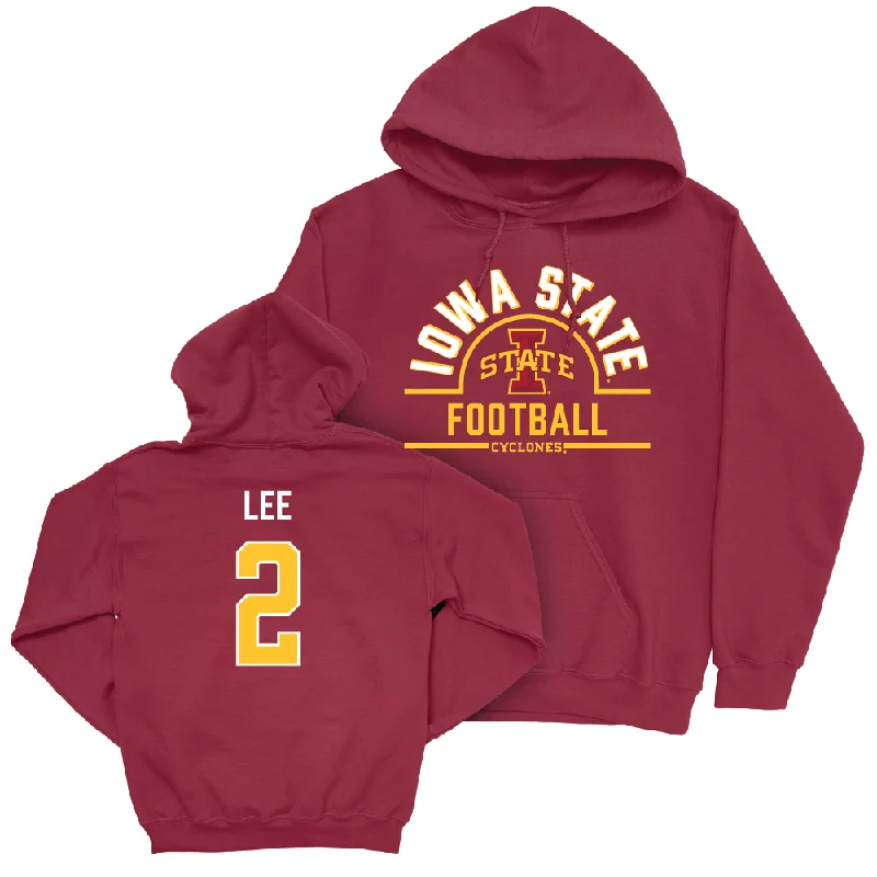 Hoodie For Gym-Iowa State Football Crimson Arch Hoodie  - Dylan Lee