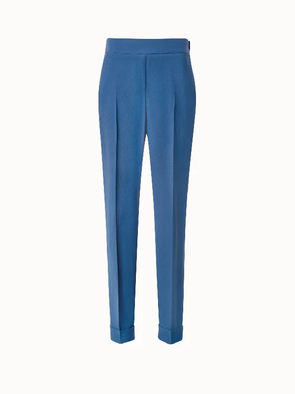 Pants With Softshell Fabric-Tapered Crêpe Pants with Elastic Back