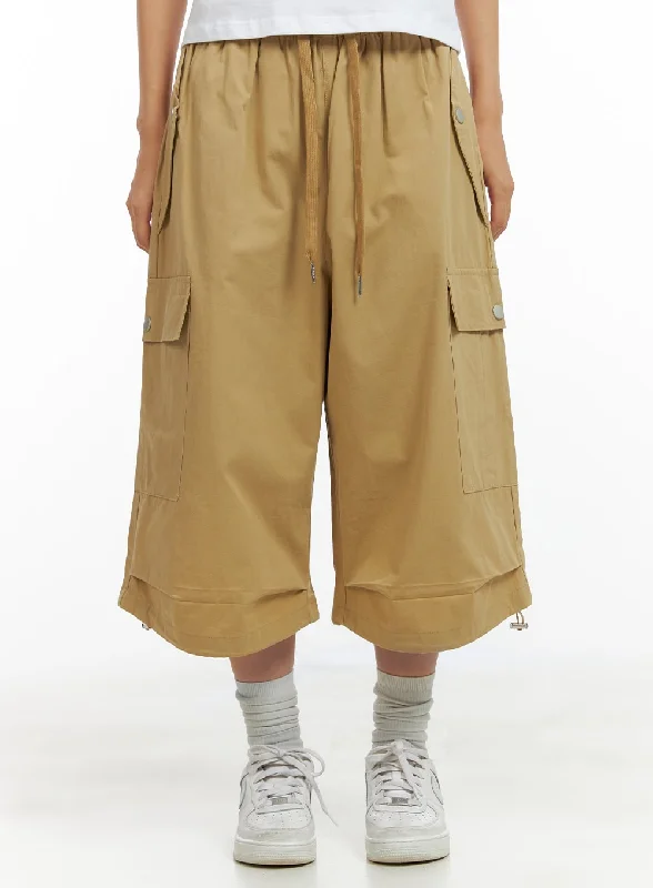 Pants With Cuffed Hem-Midi Cargo Shorts CL418