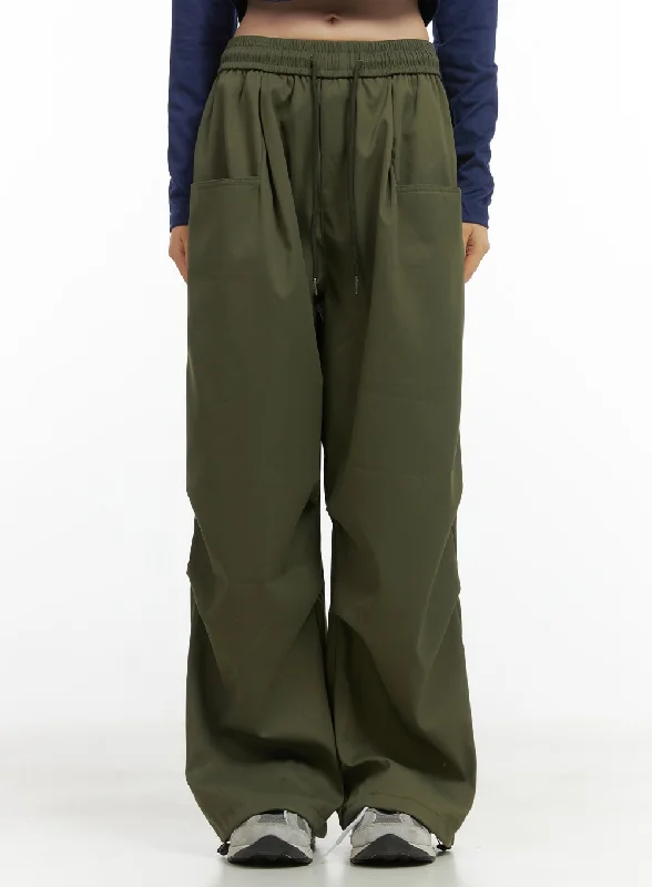 Pants With Abstract Print-String Waistband Cargo Pants CO410