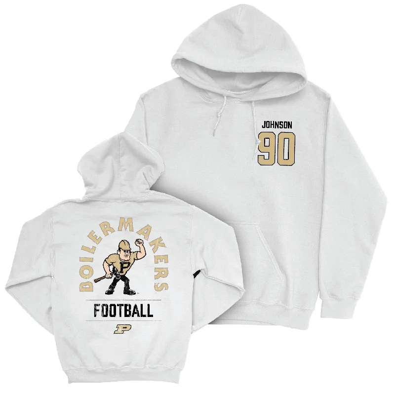 Hoodie For Workouts-Football White Mascot Hoodie - Lawrence Johnson | #90