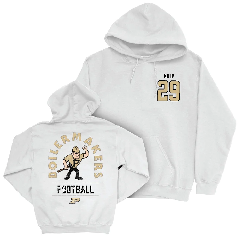 Hoodie With Double Hood-Football White Mascot Hoodie   - Earl Kulp