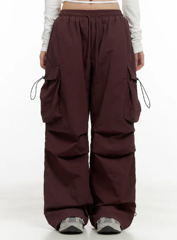 Pants With Fleece Lining-Pintuck Nylon Cargo Pants CG423