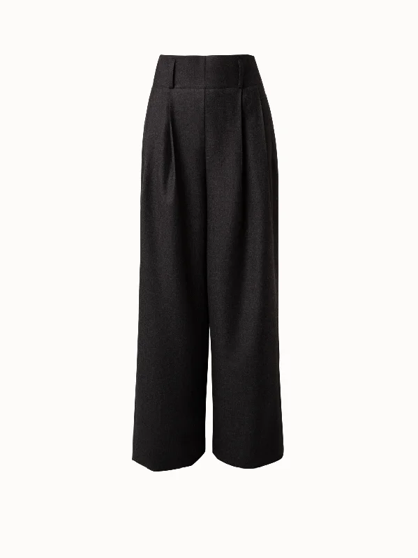 Pants With Silk Blend-Wide Fiorina Pant In Wool Flanel