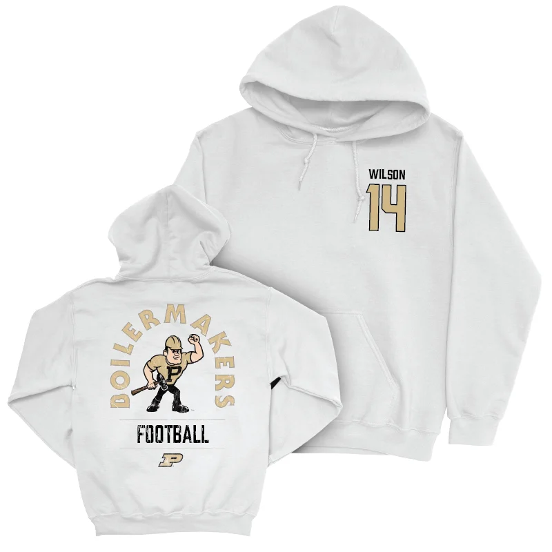 Hoodie For Warehouse Workers-Football White Mascot Hoodie - Jake Wilson | #14