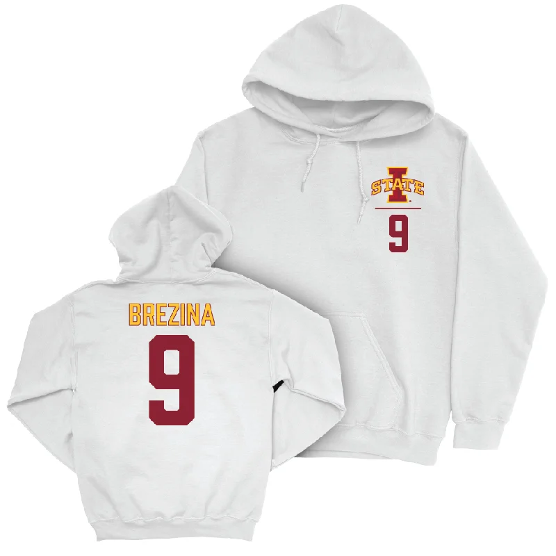 Hoodie For Gym-Iowa State Football White Logo Hoodie - Cael Brezina