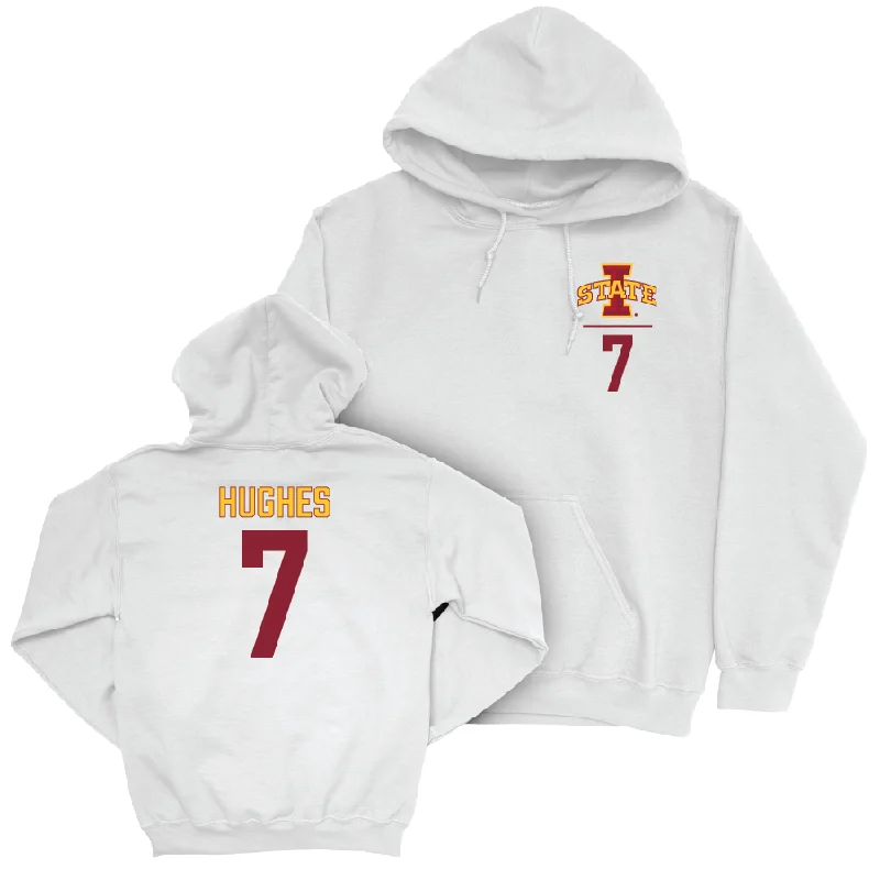 Hoodie With Pockets-Iowa State Football White Logo Hoodie - Tanner Hughes