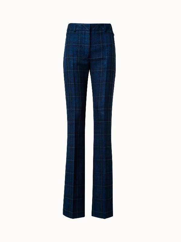 Pants With Breathable Material-Silk Cotton Check Pants with Slight Bootcut