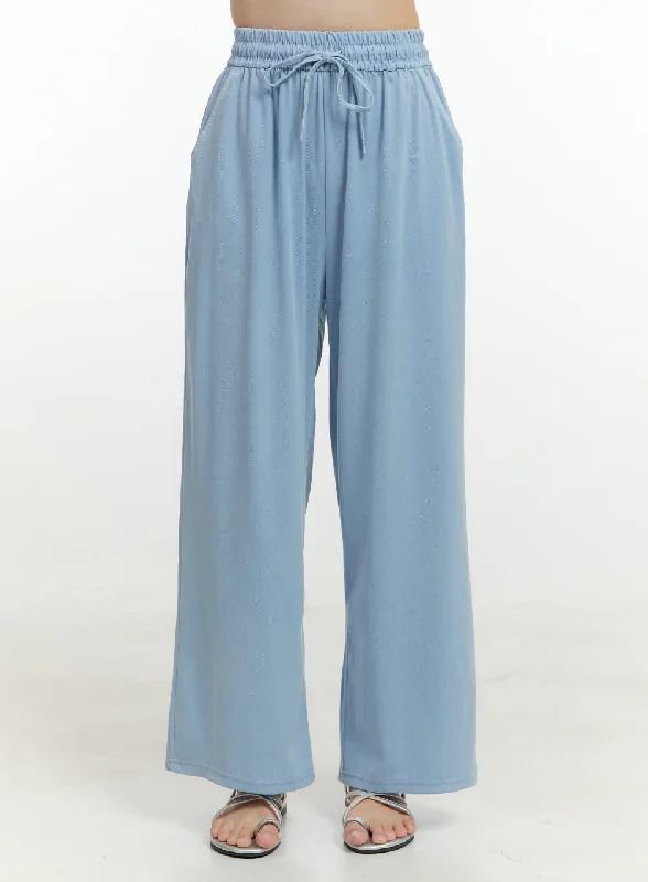 Pants For Soccer-Banded Bliss Wide Leg Pants OL424