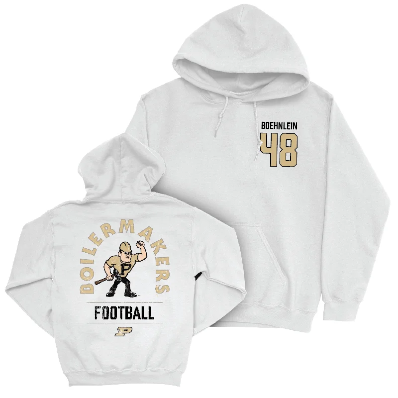 Hoodie With Anime Designs-Football White Mascot Hoodie - Bennett Boehnlein | #48