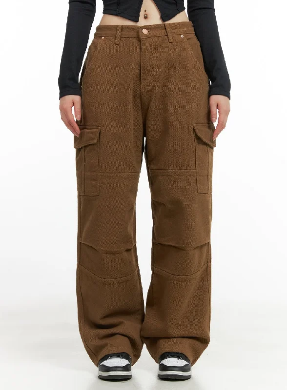 Pants With Movie-Inspired Prints-Cotton Cargo Loose Fit Pants CG420