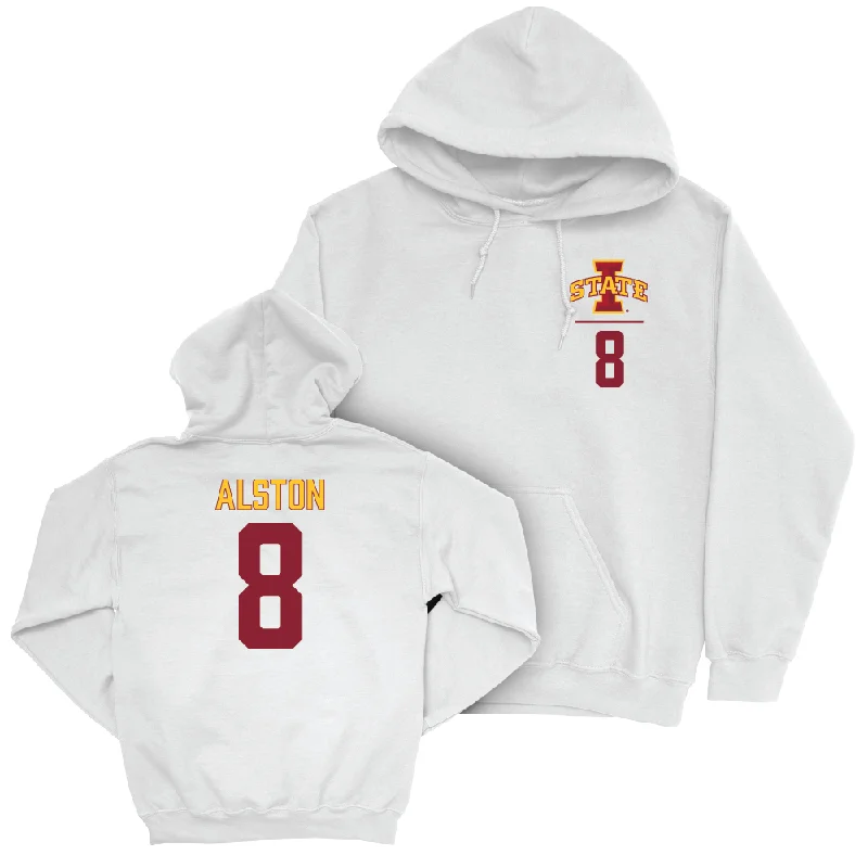 Hoodie For Tall Women-Iowa State Football White Logo Hoodie  - Isaiah Alston