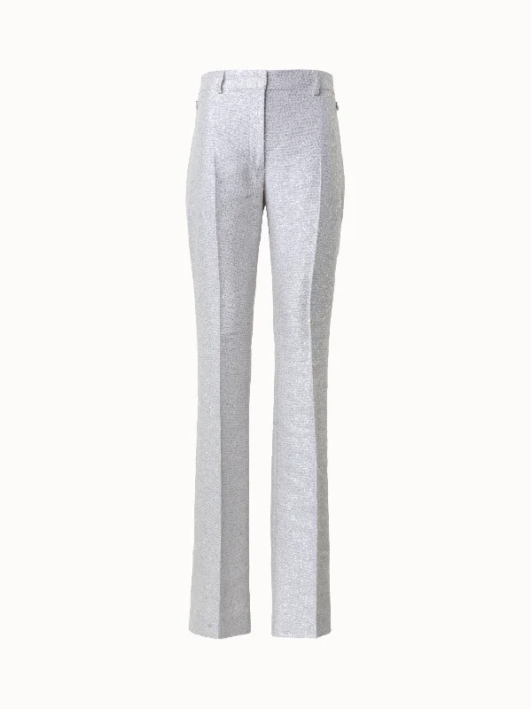 Pants For Lounge Wear-Linen Blend Bootcut Pants with Sequins