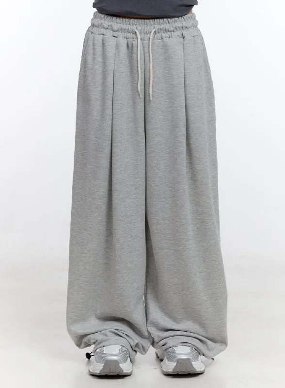 Pants For Soccer-String Pintuck Wide Sweatpants CO419