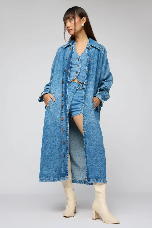 Jackets For Minimalist Fashion-Basic Blue Denim Trenchcoat