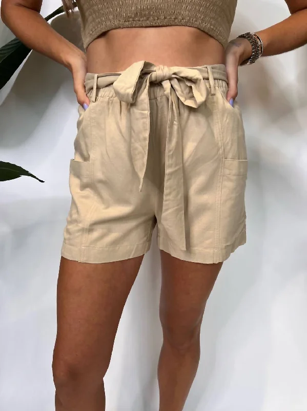 Shorts With Breathable Material-Cargo Shorts In Sand