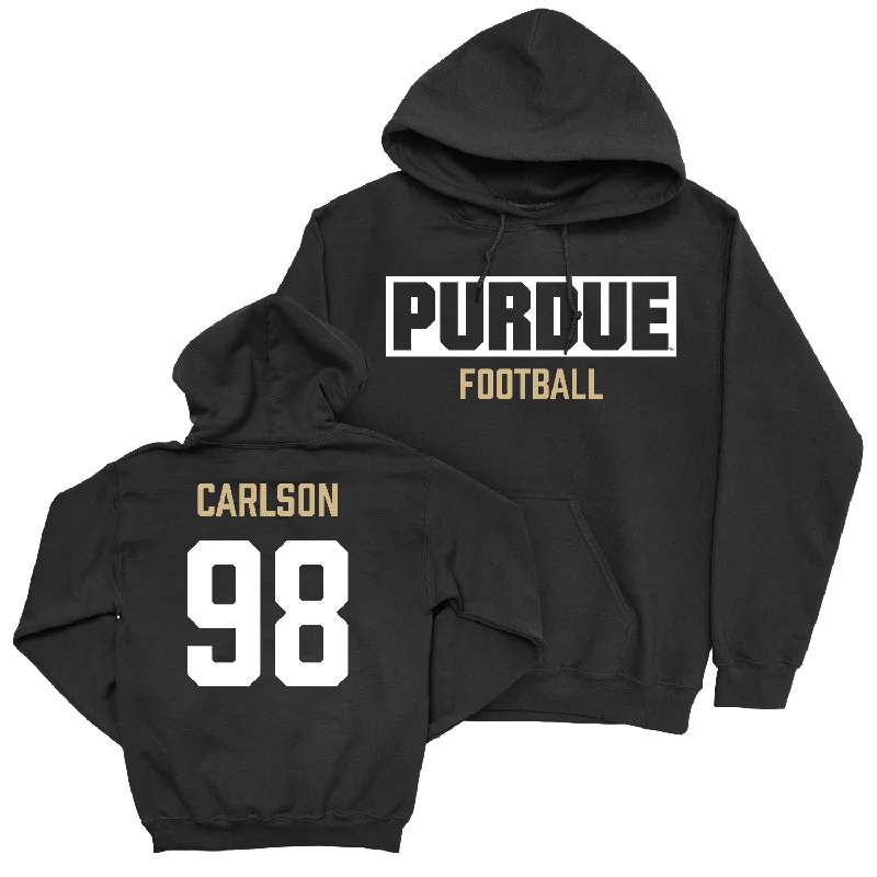 Hoodie With Anti-Odor Technology-Football Black Staple Hoodie - Drake Carlson | #98