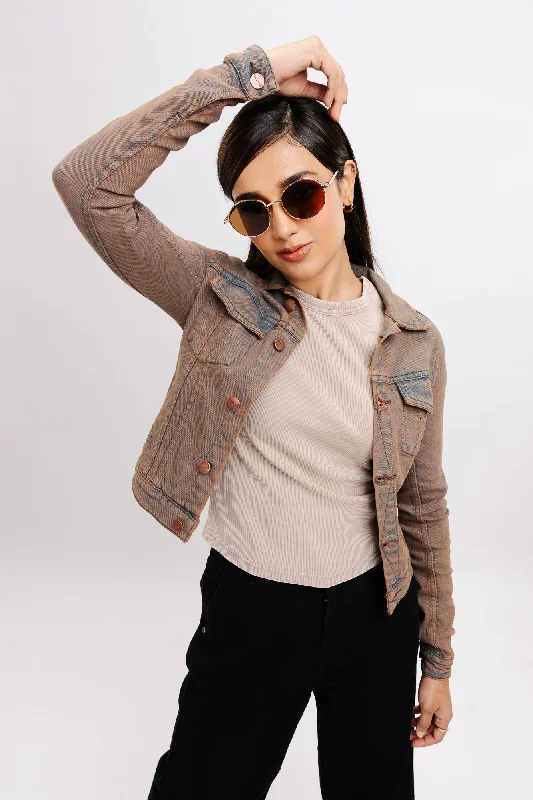 Jackets With Heavyweight Cotton-Brown Play Stretch Denim Jacket