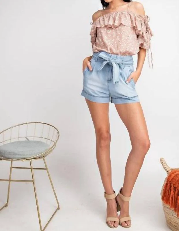 Shorts With Stretch Fabric-All About The High Waist Shorts In Light Denim