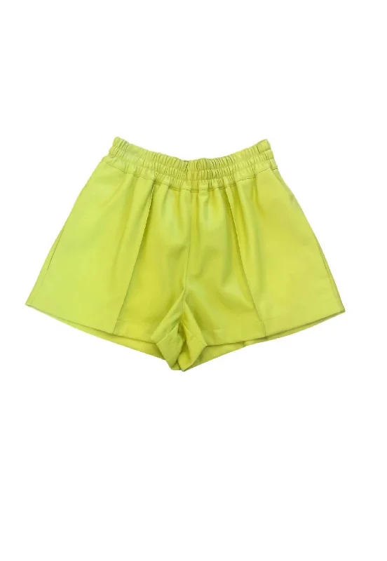 Shorts For Chefs-Faux Leather Shorts In Green