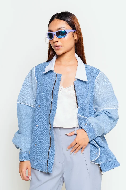 Jackets For Baseball-Denim Play Oversized Jacket