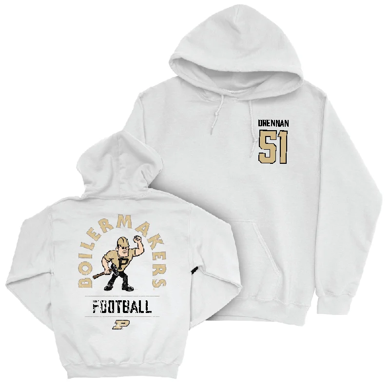 Hoodie For Concerts-Football White Mascot Hoodie   - Landon Drennan