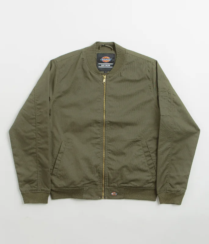 Jackets With Fleece Fabric-Dickies Hughson Jacket - Dark Olive / Dark Olive