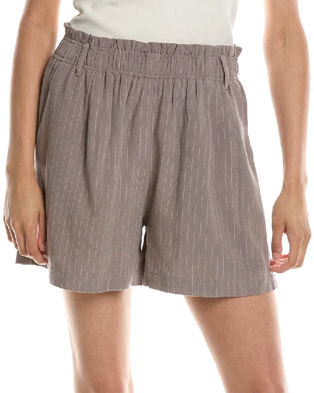 Shorts With Snap Buttons-Destinaire Linen-Blend Short