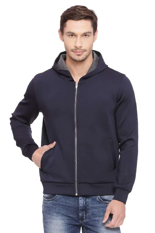 Jackets With Military-Inspired Look-Muscle Fit Hooded Knit Jacket