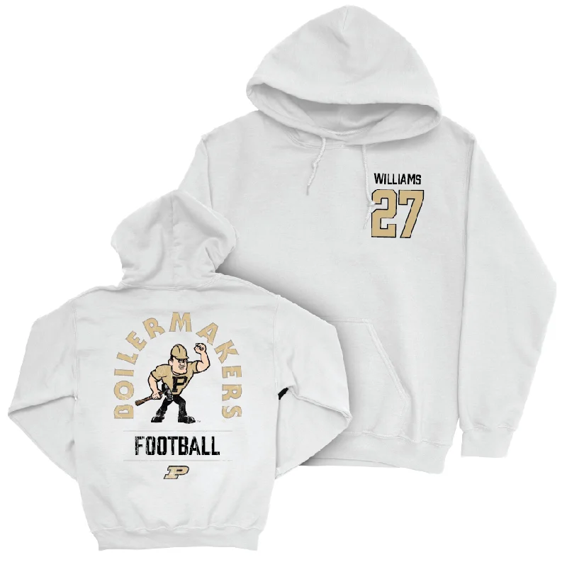 Hoodie For Mountaineering-Football White Mascot Hoodie  - Zeke Williams