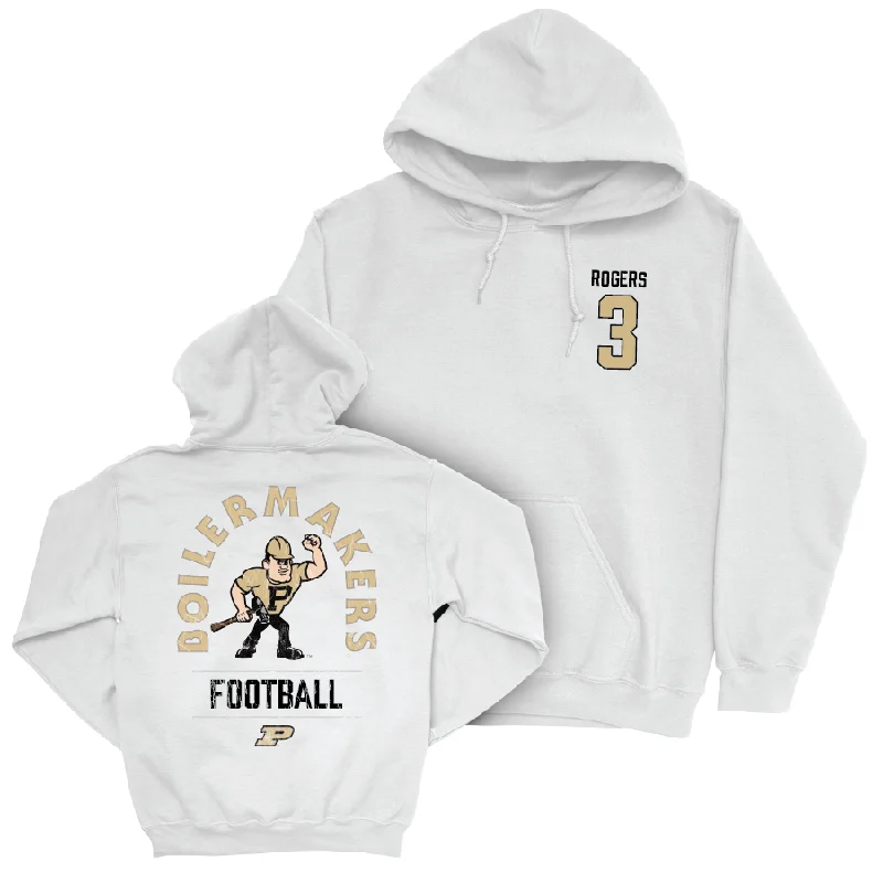 Hoodie With Double Hood-Football White Mascot Hoodie  - Derrick Rogers