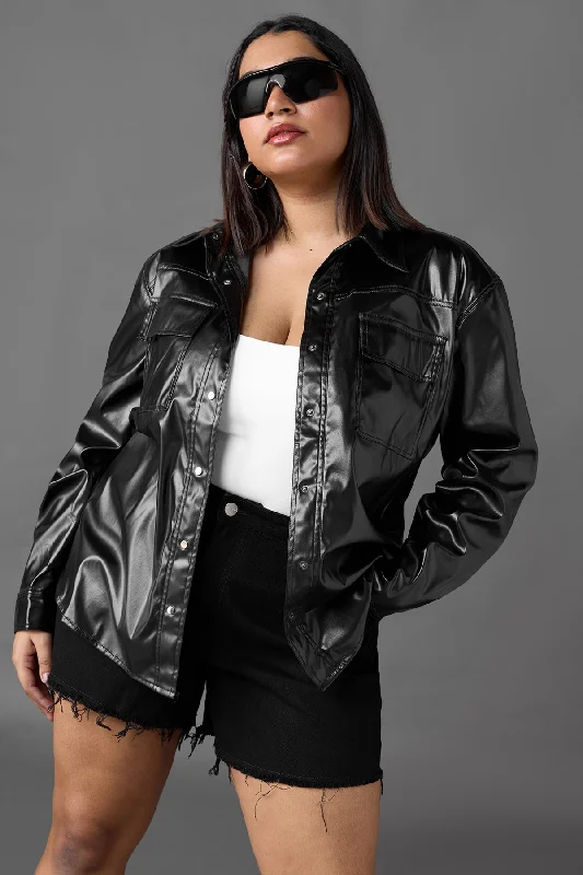 Jackets With Embroidered Details-Curve Classic Black Leather Jacket