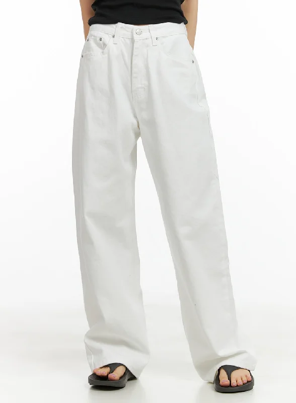 Pants With Anti-Odor Technology-Cotton Wide Fit Solid Pants CL412