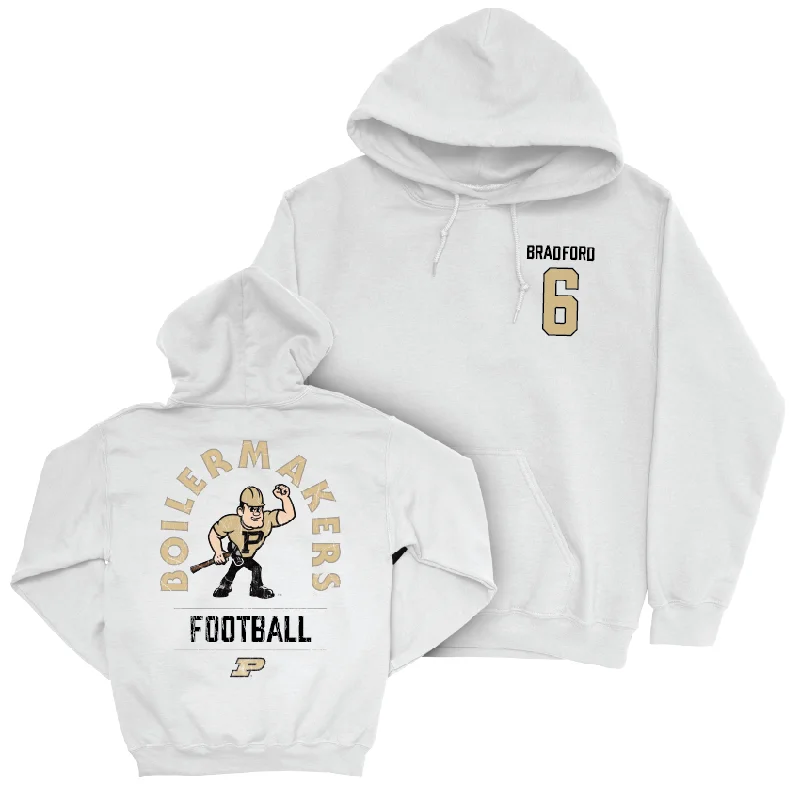 Hoodie For Streetwear-Football White Mascot Hoodie  - LeonTre Bradford