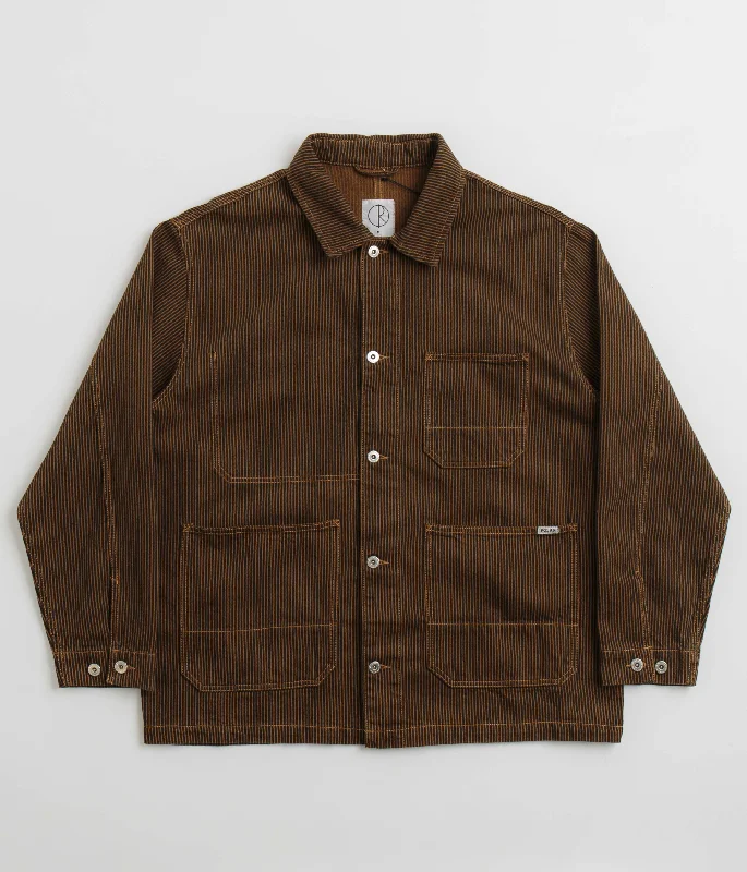 Jackets For Bikers-Polar Hickory Stripe Ezra Jacket - Rust