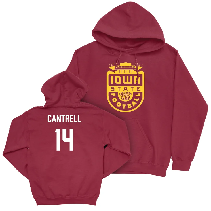 Hoodie For Plus Size-Iowa State Football Crimson Football Stadium Hoodie  - Major Cantrell