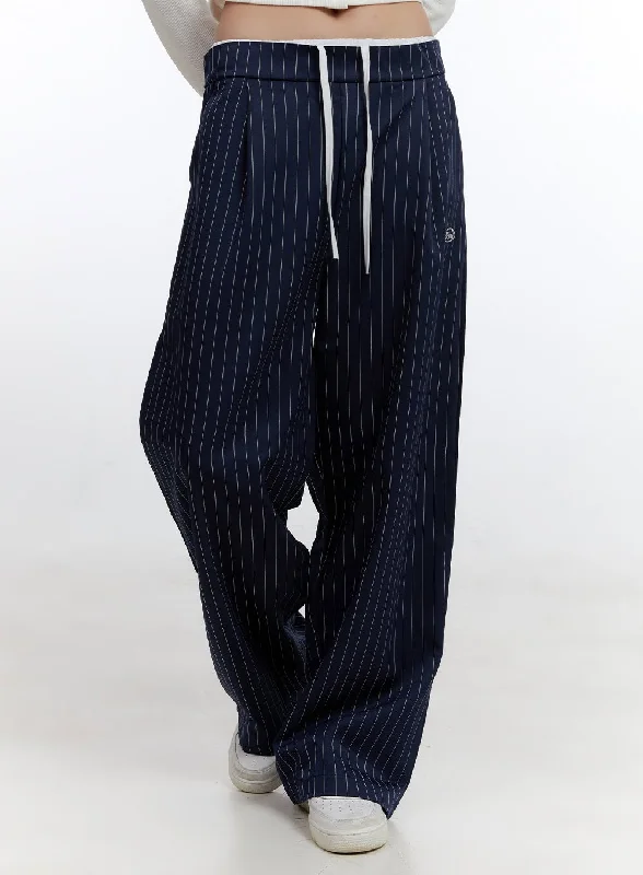 Pants For Mechanics-String Stripe Wide Fit Pants CO431