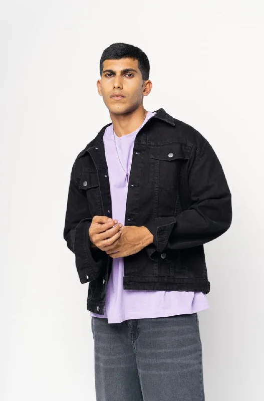 Jackets For Mechanics-Men's Black Trucker Jacket