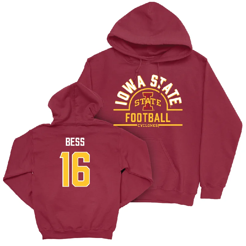 Hoodie For Firefighters-Iowa State Football Crimson Arch Hoodie  - Matthew Bess