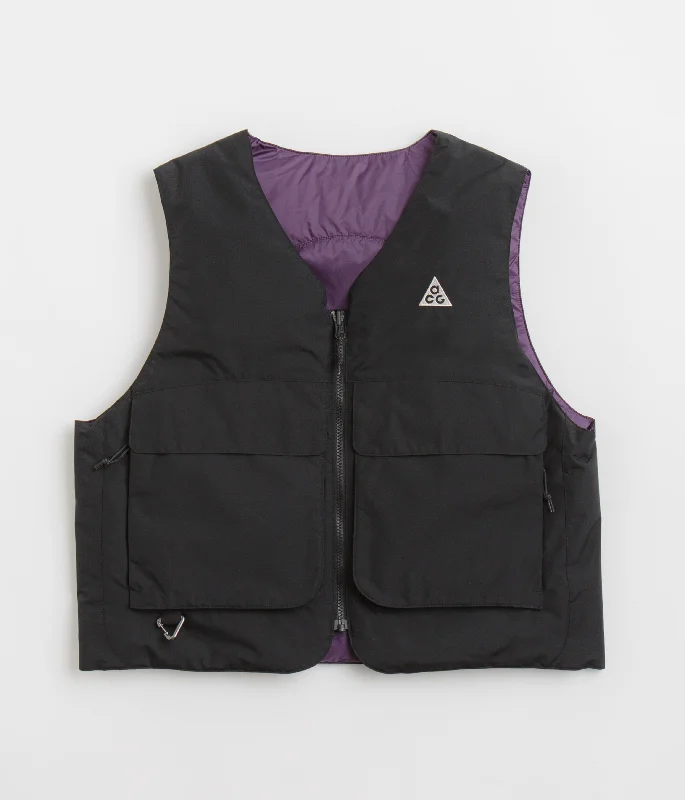 Jackets For Gym Workouts-Nike ACG Skull Peak Reversible Vest - Black / Dark Raisin / Summit White