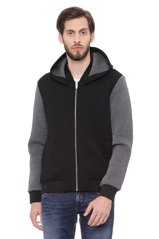 Jackets With Striped Pattern-Muscle Fit Hooded Knit Jacket