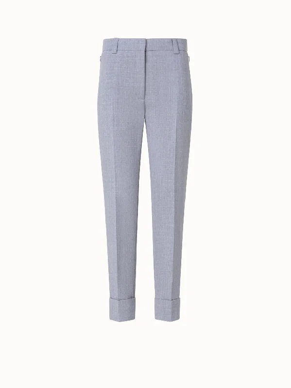 Pants With Button Closure-Wool Double-Face Cropped Tapered Pants