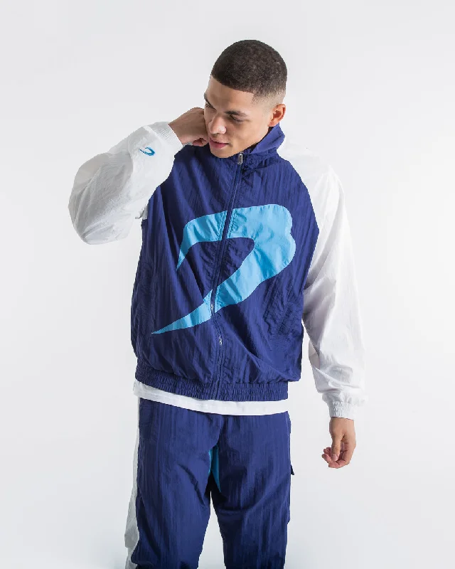 Jackets With Water Resistance-Walker Track Jacket - White/Navy